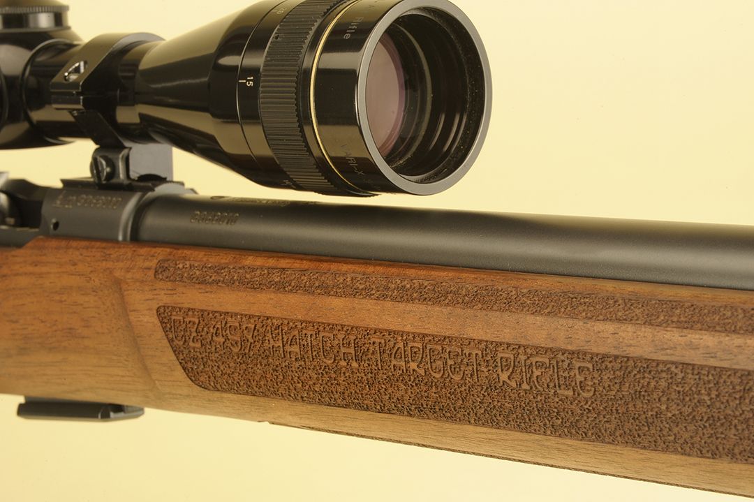 The forend has five areas of stippling to assure a non-slip grip on the rifle. The Leupold scope is made for rimfire rifles and comes equipped with an adjustable objective lens for sharp images downrange.
